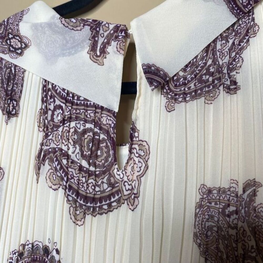 NW $99 CHICO'S Women's Pleated Paisley Popover Long Sheer Sleeve Blouse Sz1 8/10 - Picture 7 of 9